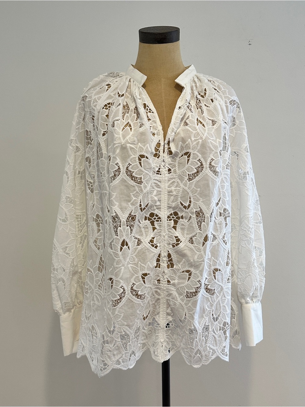 NWT H&M White Oversized Blouse with Cutouts Size S